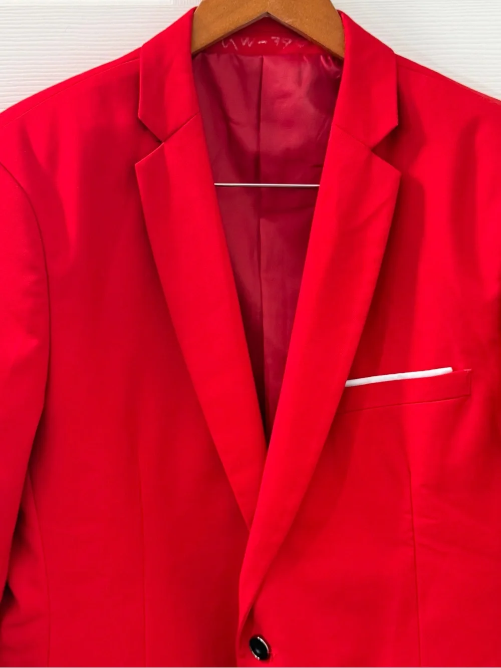 Mens Red Blazer Sport Coat Size Large Modern Formal Wedding Party Prom Jacket